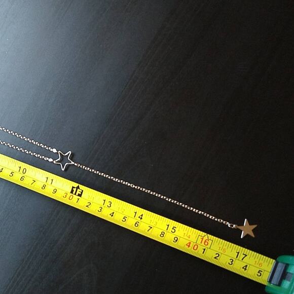 Silver Star Lariat Necklace 18k white gold plated metal T&J Designs minimalist - Picture 10 of 14